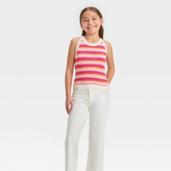 Cat & Jack Warm Stripe Girl’s Tank Top - Picture 4 of 5